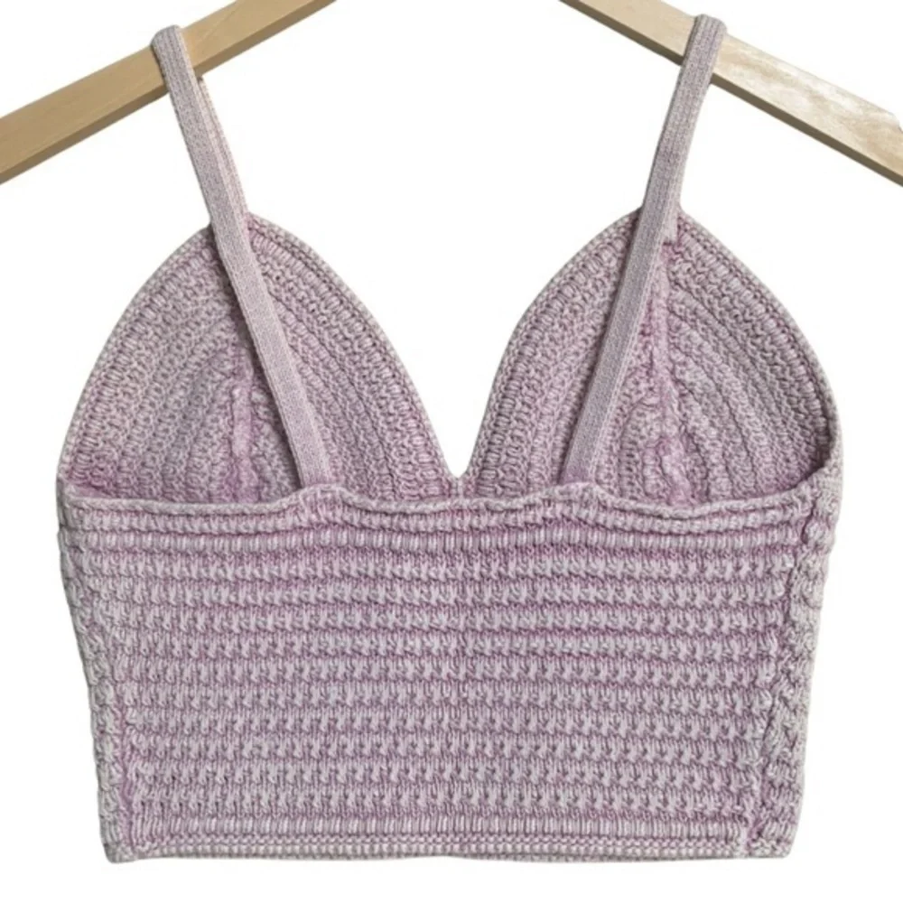 Pac Sun LA Hearts Pink Knit Crochet Spaghetti Strap Crop Top - Picture 3 of 12